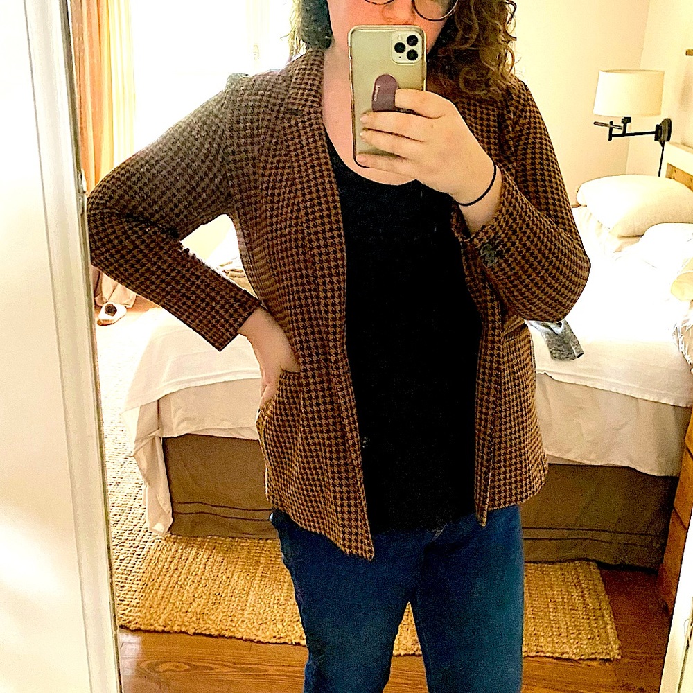 Old Navy Brown & Black Houndstooth Blazer L